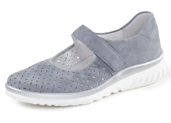 Schuhe - ELENA EDEN Spangenschuh aus Veloursleder mit luftigen Durchbrüchen, in Größe 3 1/2 bis 8, in Farbe BLEU Ansicht 1