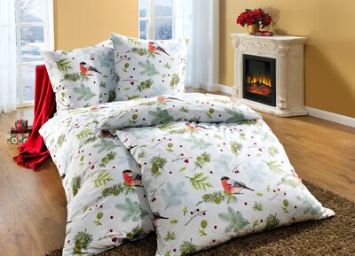 Flanell Bettw&auml;sche-Garnitur mit Rei&szlig;verschluss 