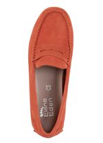 ELENA EDEN Mokassin-Slipper aus geschmeidigem Rind-Veloursleder ORANGE