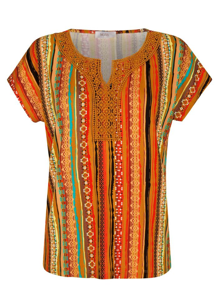 Shirt mit H&auml;kelspitzenbesatz 