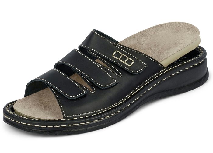 Mubb, bequeme Herren-Pantoletten, Weite H, mit herausnehmbarem Fu&szlig;bett SCHWARZ