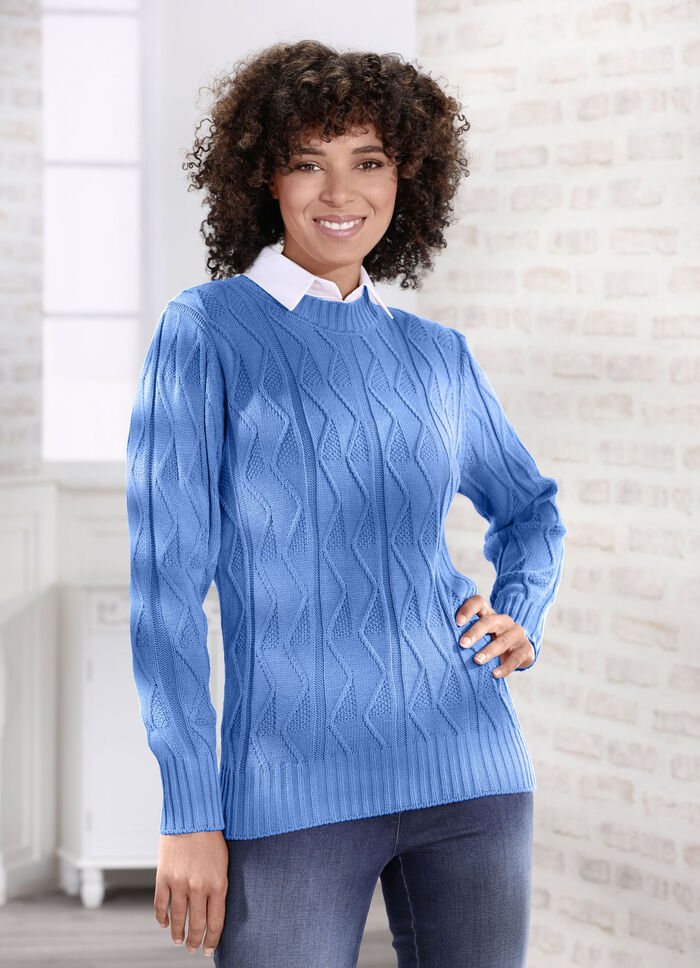 Pullover in Strukturmix AZURBLAU
