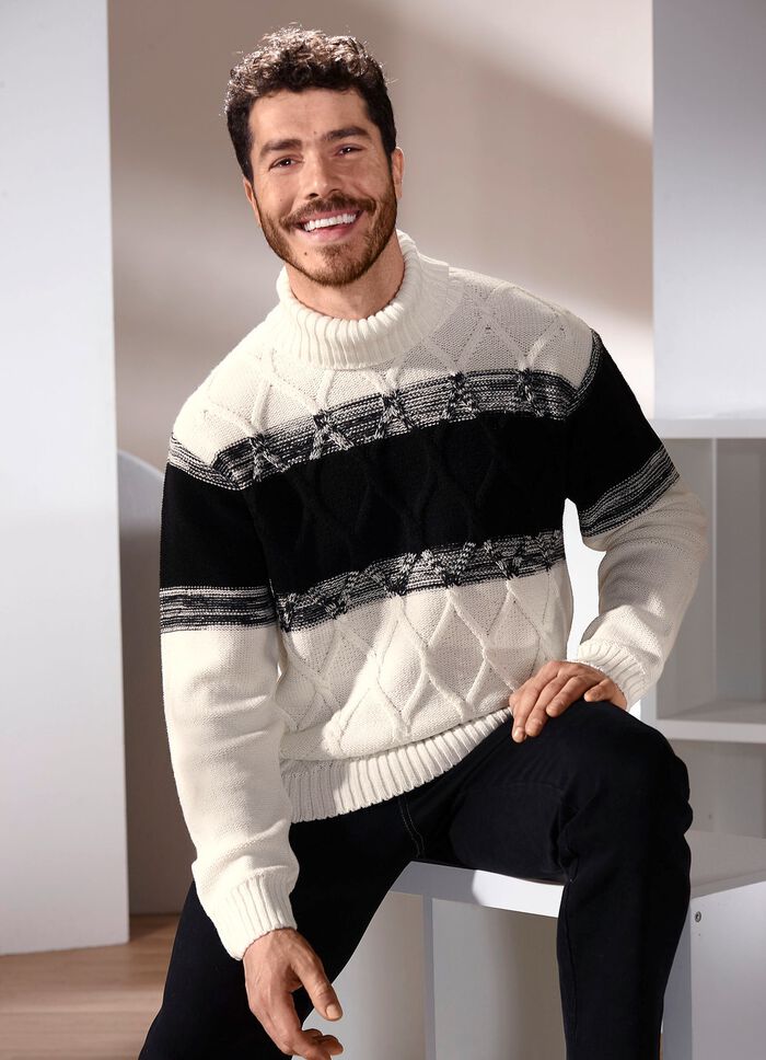 Rollkragenpullover mit Zopfmuster 