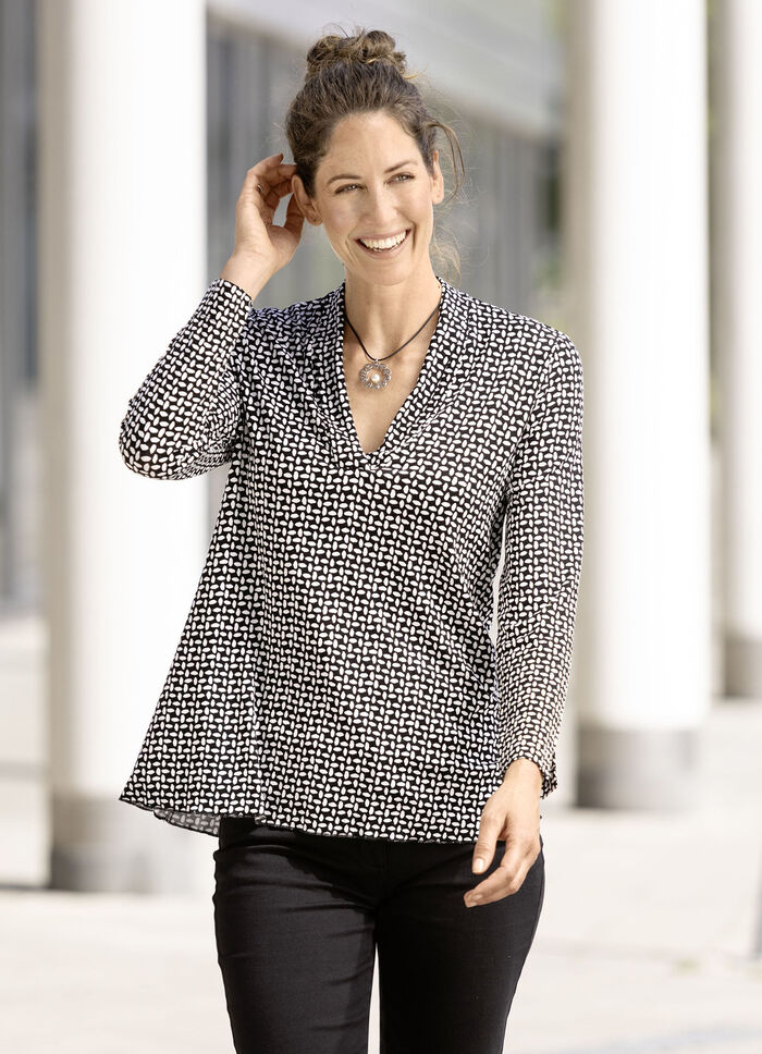 Shirt in leicht ausgestellter Form in 2 Farben SCHWARZ-ECRU
