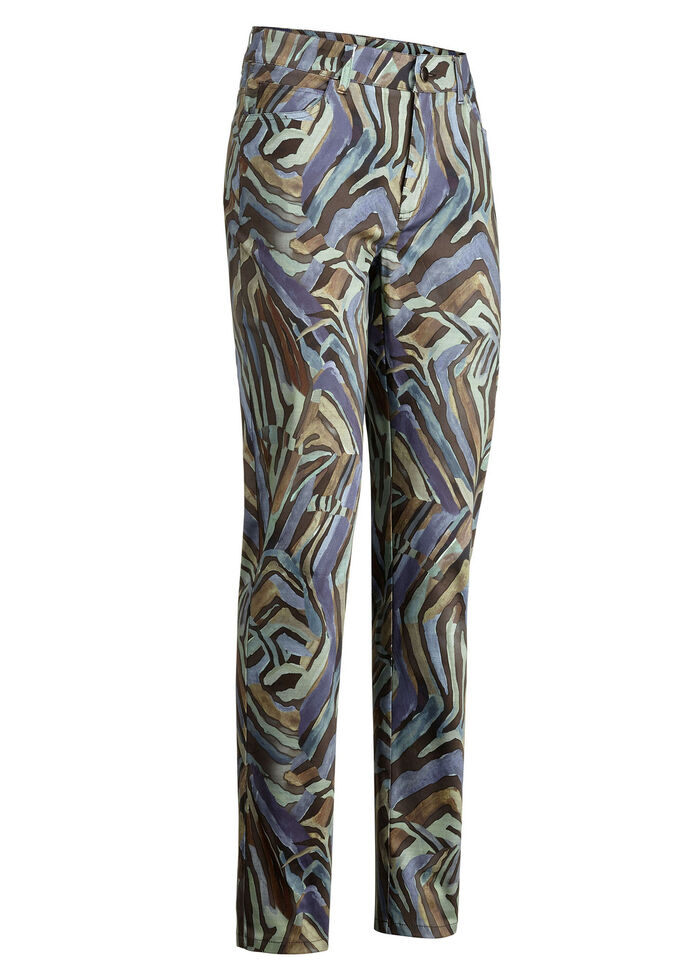 Hose mit rückwärtigen Dehnbundeinsätzen JEANSBLAU-SALBEI-BRAUN
