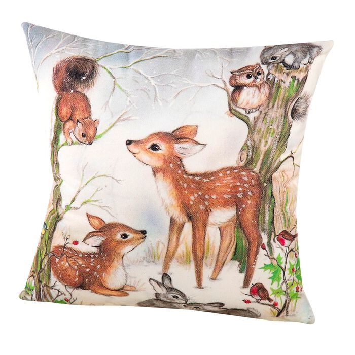 Kissenbezug mit bezaubernden Winterszenen WALDTIERE