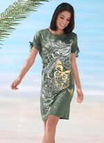 Kleid mit platziertem Druckdessin und raffbaren, kurzen &Auml;rmeln 