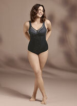 Anita Hosenkorselett mit transparenten T&uuml;lleins&auml;tzen SCHWARZ