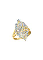 Floraler Damenring mit 4 Diamanten 