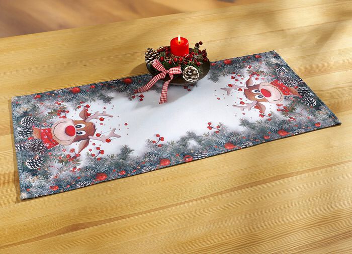 Tisch- und Raumdekoration mit witzigen Elch-Motiven WEISS