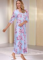 Nachthemd, kn&ouml;chellang mit Spitzeneinsatz 