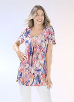 Longshirt mit Faltenlegung am Halsausschnitt in 2 Farben APRICOT-BLEU