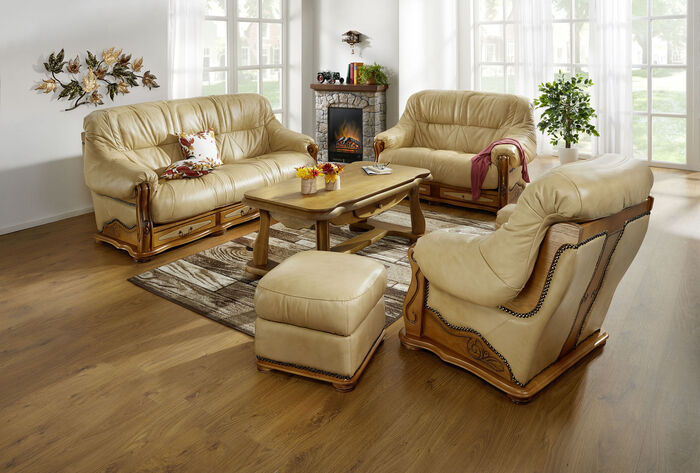 Italienische Polstermöbel mit Bezug aus echtem Leder CREME