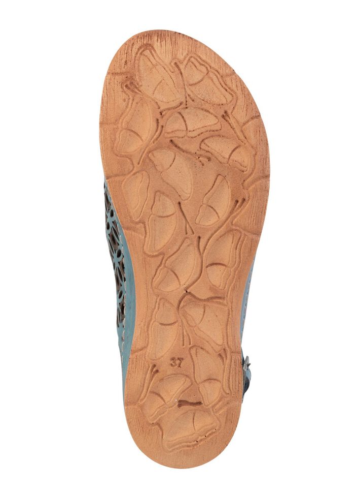 Gemini Sandale aus perforiertem, gepr&auml;gtem Nappaleder JEANS