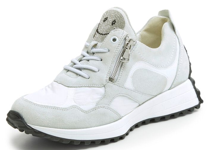 Waldl&auml;ufer Sneaker mit frecher Glitzer-Applikation EISGRAU-WEISS