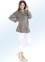 Pullover aus weichem und dezent glänzendem Garn TAUPE