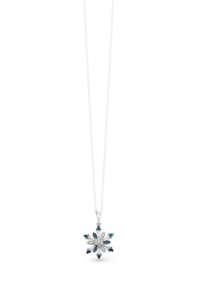 Anhänger Schneeflocke mit weißen und blauen Diamanten