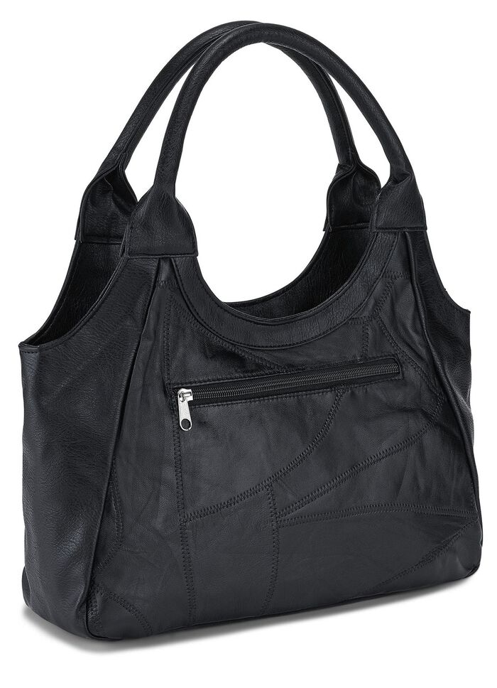 Patchwork-Tasche aus Nappaleder  SCHWARZ