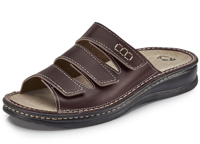 Mubb, bequeme Herren-Pantoletten, Weite H, mit herausnehmbarem Fu&szlig;bett MOKKA