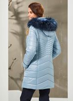 Longjacke mit jeansblauem Zierstepp 