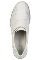 ELENA EDEN, komfortable Damen-Slipper, Weite G, mit herausnehmbarem Fußbett ECRU-SILBER