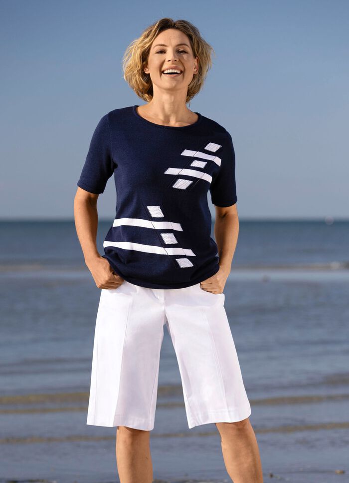 Pulli mit Intarsien-Vorderteil 