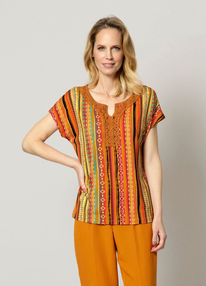 Shirt mit H&auml;kelspitzenbesatz 