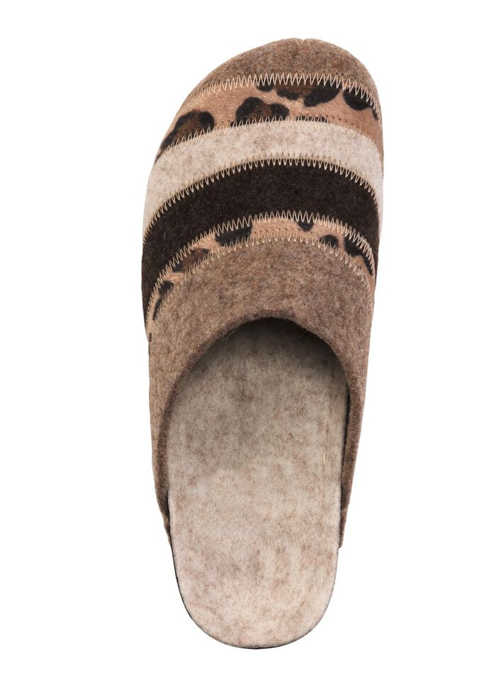 Laurina Pantoffel aus Filz und bedrucktem Kunstfell 