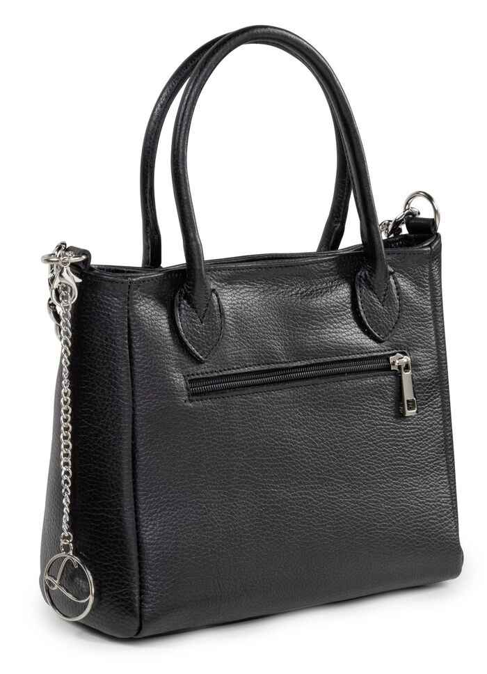 Laurina Tasche aus genarbtem Kalb-Nappaleder mit Zierkette SCHWARZ