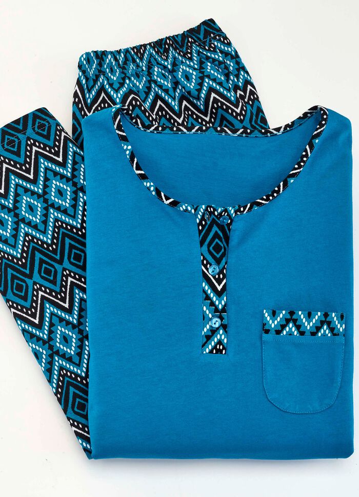 Zweierpack Schlafanz&uuml;ge mit Brusttasche und Knopfleiste 