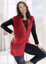 Strickweste mit Ajour- und Strukturmuster ROT