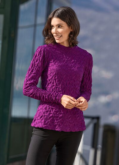 Shirt mit Stehkragen in 2 Farben 