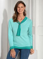 Pullover mit fixiertem Schmuckring MINT-SEEGR&Uuml;N