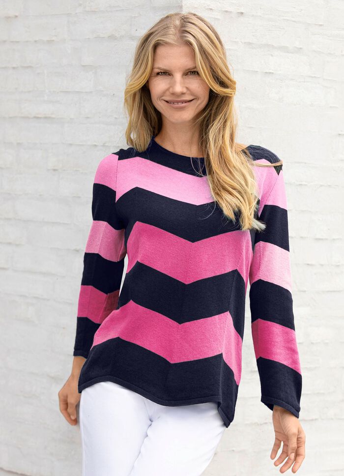 Pullover in Zackendessin MARINE-ROSA-PINK