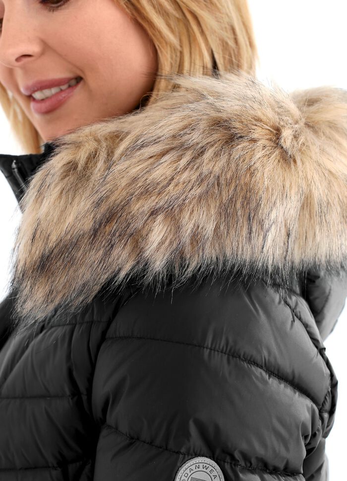 Daunenjacke mit abnehmbarer Kapuze 