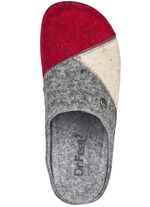 Laurina, klassische Damen-Hausschuhe, Weite H, mit anatomisch geformtem Fu&szlig;bett GRANATROT-ECRU-GRAU