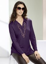 Shirt-Tunika mit krempelbaren &Auml;rmeln AUBERGINE