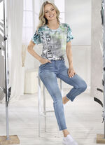 Edel-Jeans mit tollen Glitzersteinchen und Fransensaum HELLBLAU