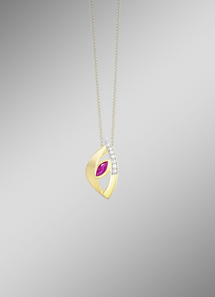 Schicker Anh&auml;nger mit Rubin und Zirkonia 