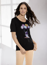 Shirt mit Strasszier im Vorderteil SCHWARZ