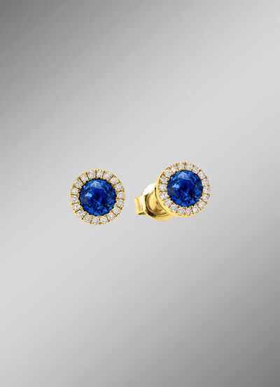 Strahlende Eleganz: Ohrstecker mit echt Saphir und 36 Brillanten 