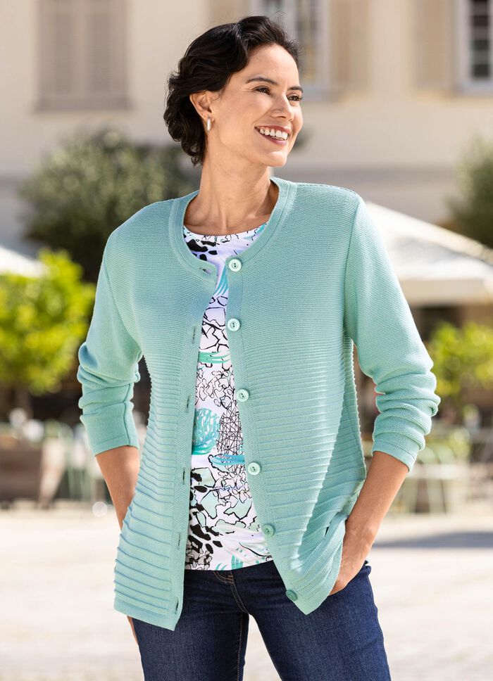 Strickjacke mit Biesendessin MINT