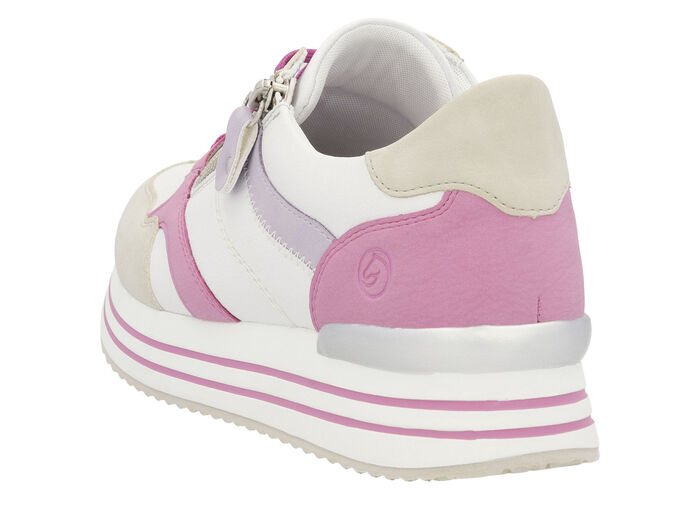 Remonte Schn&uuml;r-Sneaker aus Nappaleder CREME-BUNT