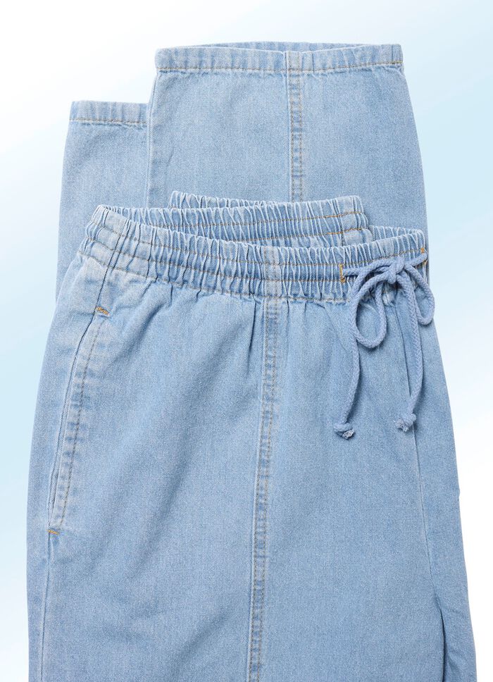 Schlupfjeans mit Gummibund und Kordelzug in 4 Farben 