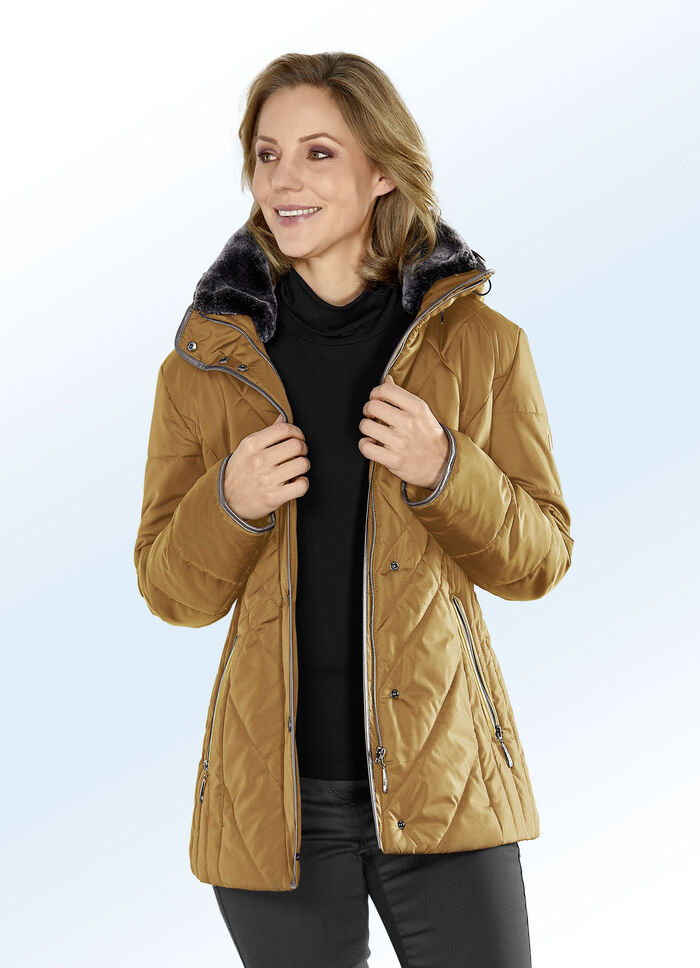 Jacke mit seitlicher Längssteppung KARAMELL