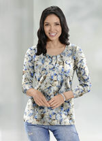 Pullover in Feinstrick BEIGE-BLAU-MULTICOLOR