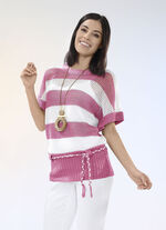 Pulli in Netzmuster ROSÉ-WEISS