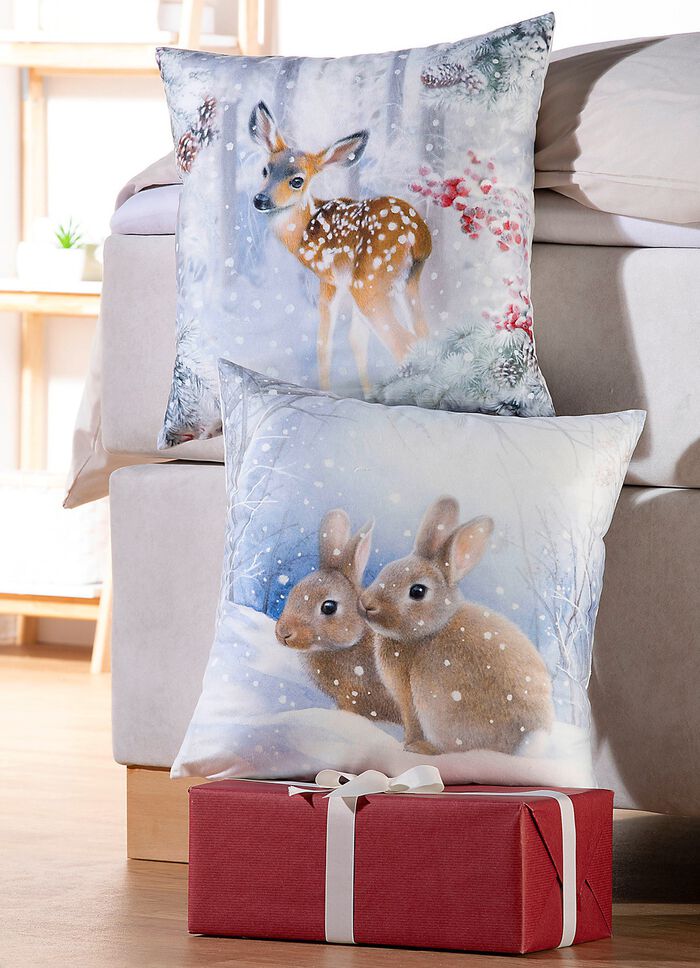 Samtweiche Kissenbez&uuml;ge mit Rei&szlig;verschluss ECRU-BUNT