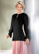 Shirt mit ausgefallener Ausschnittverarbeitung in 2 Farben SCHWARZ