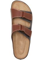 GINO GALANTE, klassische Herren-Pantoletten, aus Leder MARONE-SCHWARZ